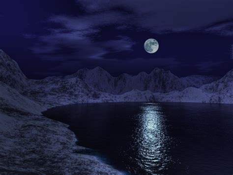 1027409 Night 3d Render Reflection Earth Moon Moonlight