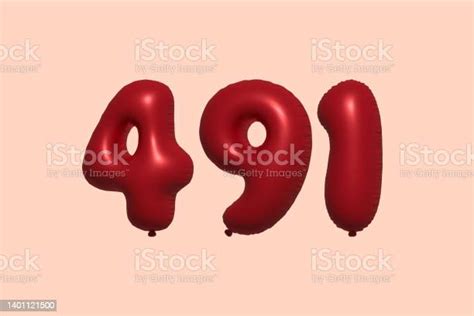 Red Helium Balloon 3d Number 491 Stock Illustration Download Image