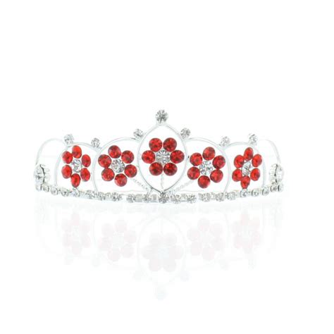 kate marie ann rhinestone crown tiara hair pin in red