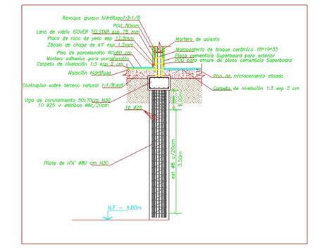 Detalle de cimentación con pilotes en AutoCAD CAD 49 25 KB Bibliocad