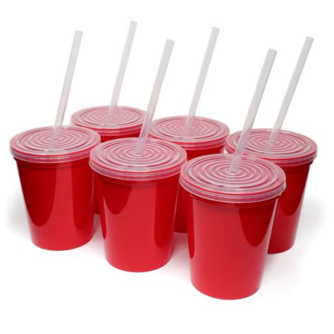 Rolling Sands 16oz Reusable Plastic Cups With Lids 6 Pack Usa Made