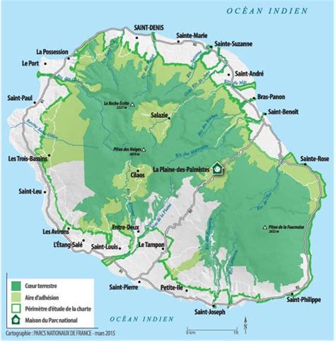 Carte Du Parc National De La Réunion La Reunion Parc National Des