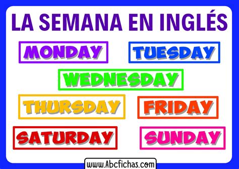 Dias De La Semana En Ingles Abc Fichas