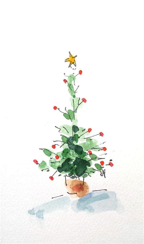 Original Hand Painted Watercolour Christmas Cards The Christmas Tree