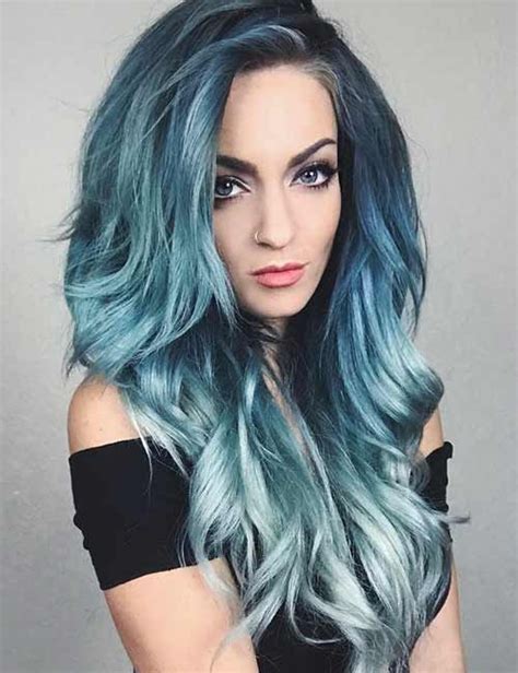 25 Mesmerizing Mermaid Hair Color Ideas Pastel Ombre Pastel Blue Hair Blue Ombre Hair Teal