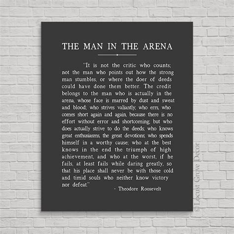 The Man In The Arena Metal Print Theodore Roosevelt Quote Etsy