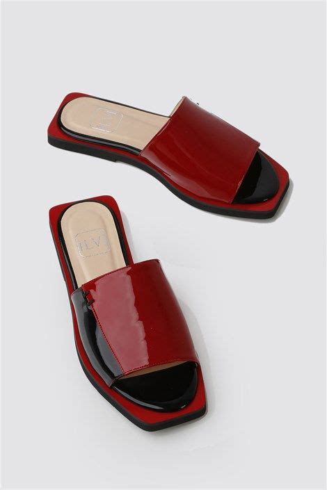 Black Red Patent Leather Womens Slipper Made Of Top Quality 100