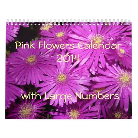 Pink Flowers 2023 Calendar With Large Numbers Zazzle Pink Flowers
