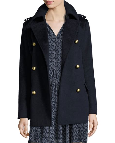 Michael Michael Kors Double Breasted Wool Blend Military Pea Coat New