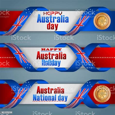 Set Of Web Banners For Australia National Day Stock Illustration