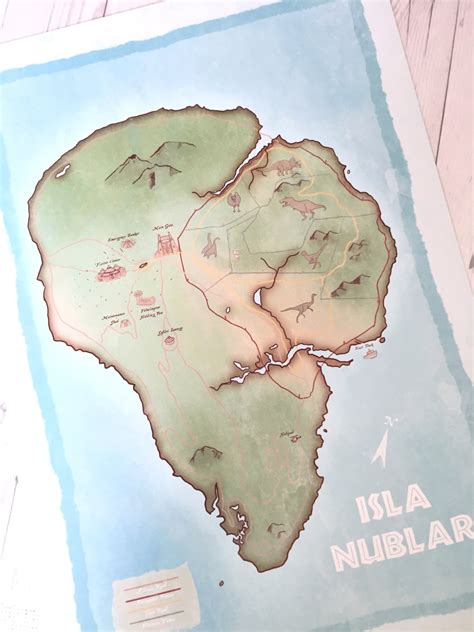 Isla Nublar Map Jurassic Park Map Vintage Style Map Etsy