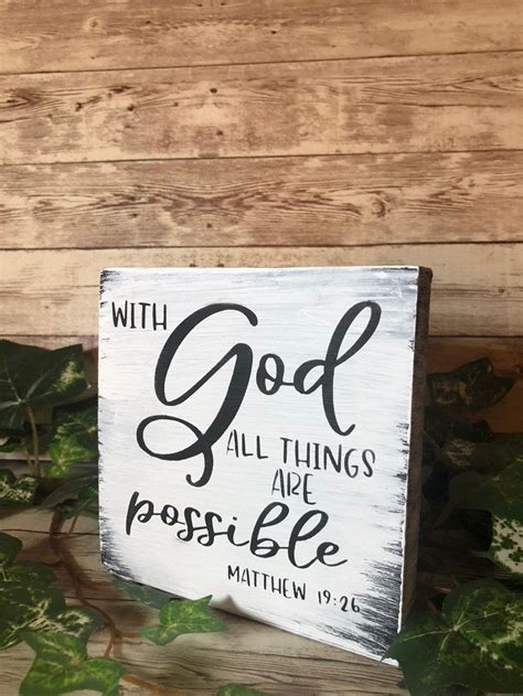 Bible Verse Sign With God All Things Are Possible Wood Sign Etsy