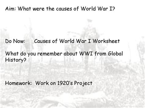 Main Causes Of Wwi Worksheet The Main Causes Of Ww1 Teaching