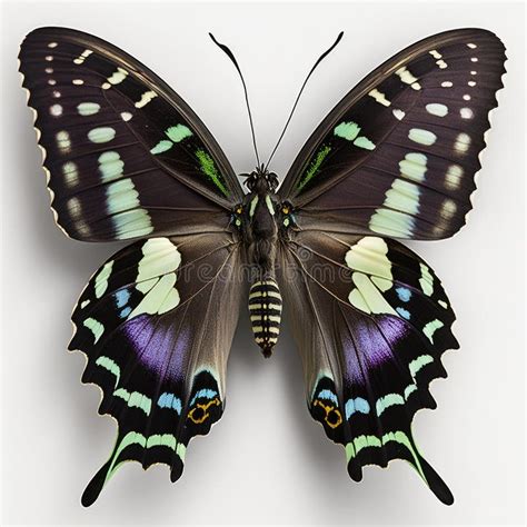 Purple Spotted Swallowtail Graphium Weiskei Butterfly Isolated On