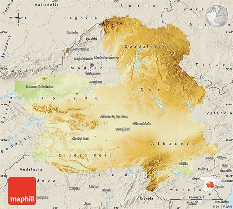 Physical Map Of Castilla La Mancha Shaded Relief Outside