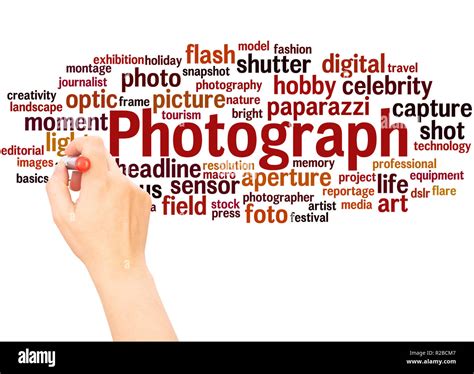 Photograph Word Cloud Hand Writing Concept On White Background Stock