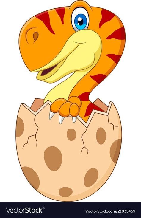 Cartoon Baby Tyrannosaurus Hatching From Egg Vector Image Динозавры