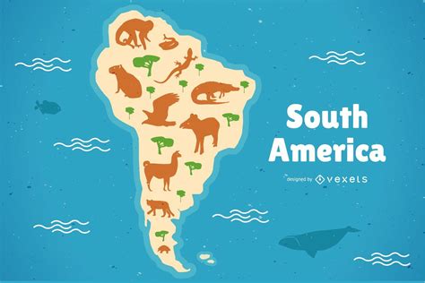 South America Map With Animals