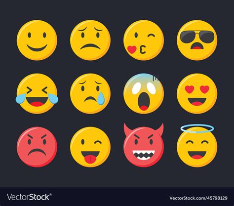 Emoji Icons Set Emoticons Collection Royalty Free Vector
