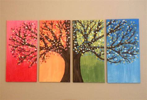 4 Season Tree Painting Easy Canvas Painting Diy Canvas Art Tree