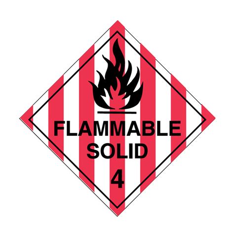 Brady Dangerous Goods Sign Placard Class 4 Flammable Solid 4