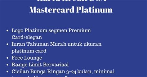Kartu Kredit BCA Mastercard Platinum, limit, fasilitas, Cara Apply