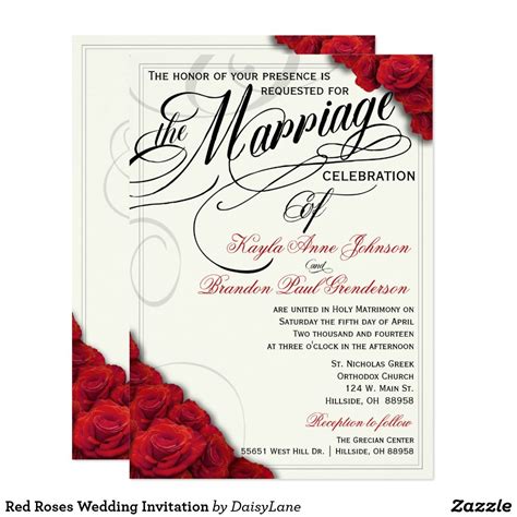 Red Roses Wedding Invitation In 2021 Red Rose Wedding