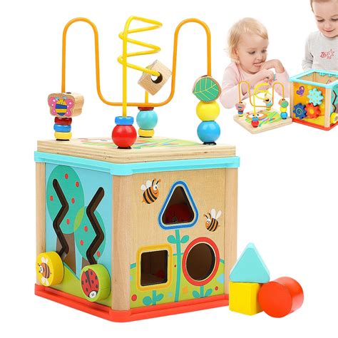Wooden Activity Cube Baby Cube Educational Toddler Toys Education