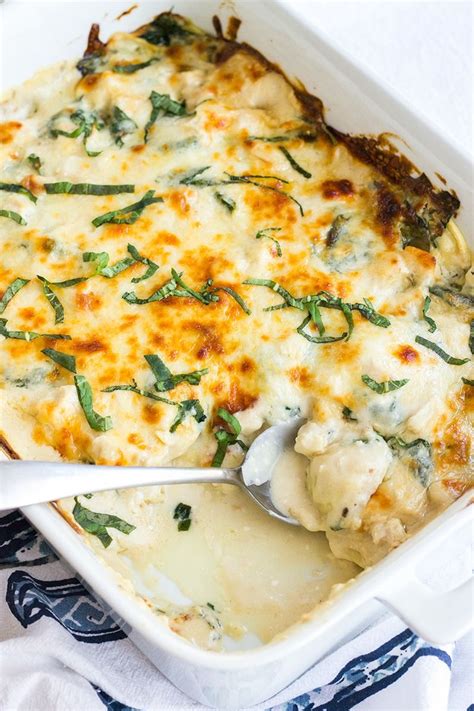 Spinach And Chicken Alfredo Ravioli Bake Is A Weeknight Favorite The