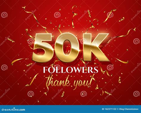 50000 Followers Celebration Vector Banner With Text Stock Vector
