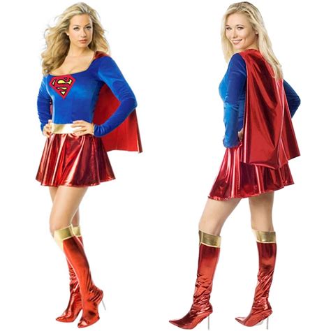 Adult Sexy Fancy Dress Supergirl Costume Woman Superhero Cosplay Female