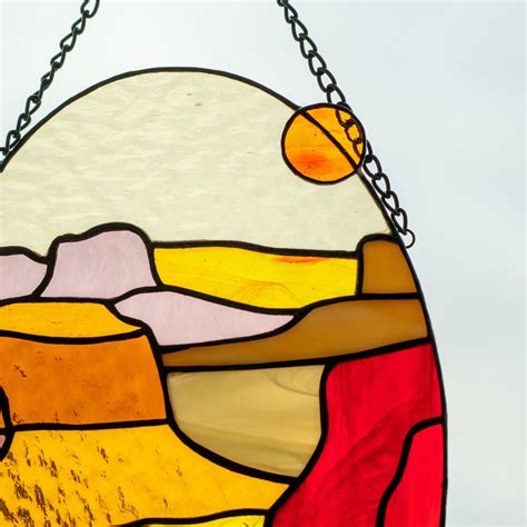 Stained Glass Arizona State Oval Panel For Window Decoration