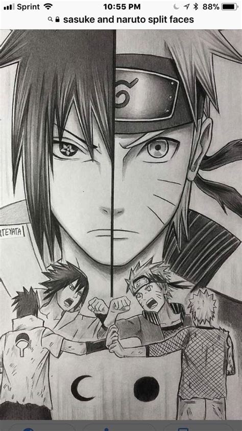 最高のコレクション Naruto And Sasuke Drawing Half Face 198236 Naruto And Sasuke Half Face Drawing