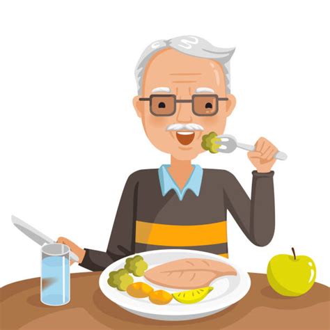 Best Old People Eating Illustrations Royalty Free Vector