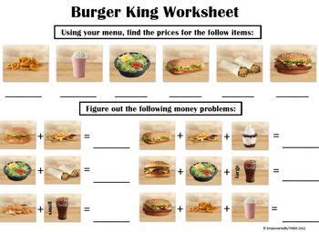 Free math worksheets for grade 2. Burger King Money Menu Math | Everyday math, Math ...