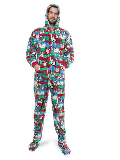 Ugly Christmas Sweater One Piece Sleeper Footed Pajamas with Rear Flap