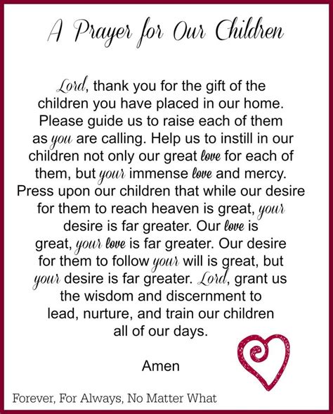 A Prayer For Our Children Forever For Always No Matter What