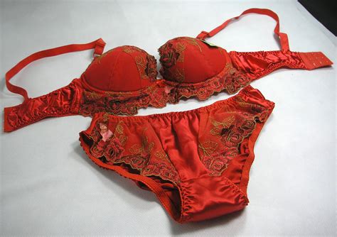 Pure Silk C Cup Bra Panties Set Underwire Thinly Padded Red Sexy Lace Lingerie Ebay