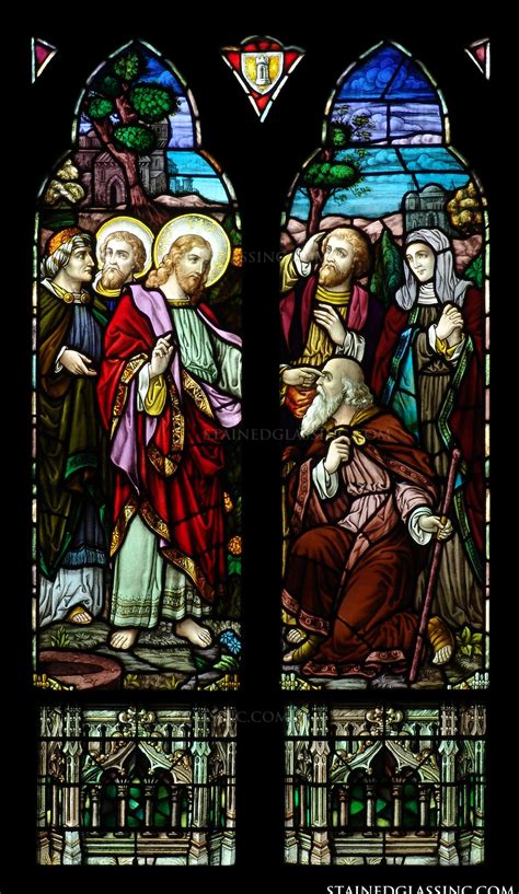Christ Heals The Blind Man Religious Stained Glass Window