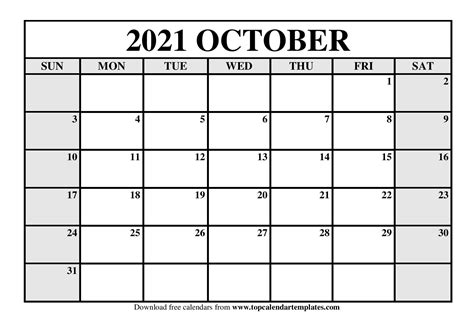 Free October 2021 Calendar Printable Pdf Word Templates Calendar