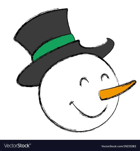 Snowman Face Christmas Cartoon Royalty Free Vector Image