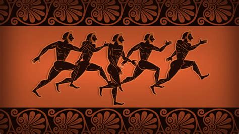 Ancient Greek Runners With Olympic Flame Animation Stock Footage Video