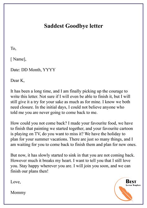 Goodbye letter to colleagues sample 1. Saddest Goodbye letter-01 - Best Letter Template