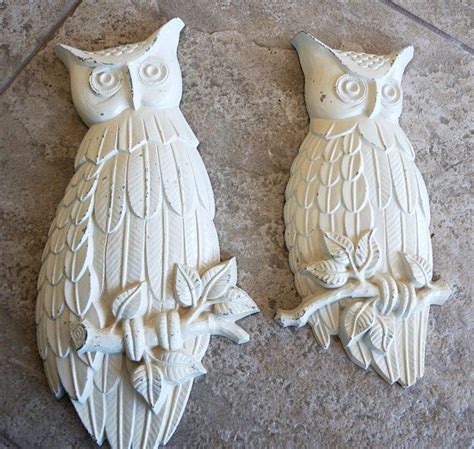 vintage owl wall hanging sexton plaques cast iron metal set of etsy owl wall owl wall