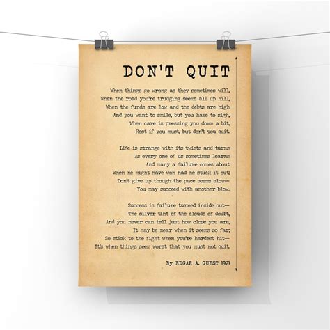 Don't Quit Poem by Edgar A Guest and John Greenleaf | Etsy
