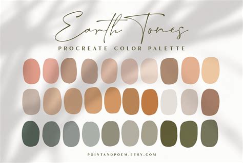 Procreate Color Palette Color Swatches Earth Tones Warm Etsy