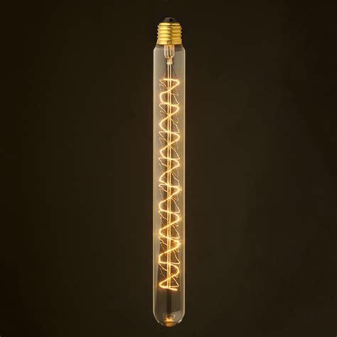 Fluorescent bulbs also produce about 75% less heat than incandescent bulbs, so they keep rooms cool with less energy. Vintage Edison Long Tube Spiral Filament Bulb