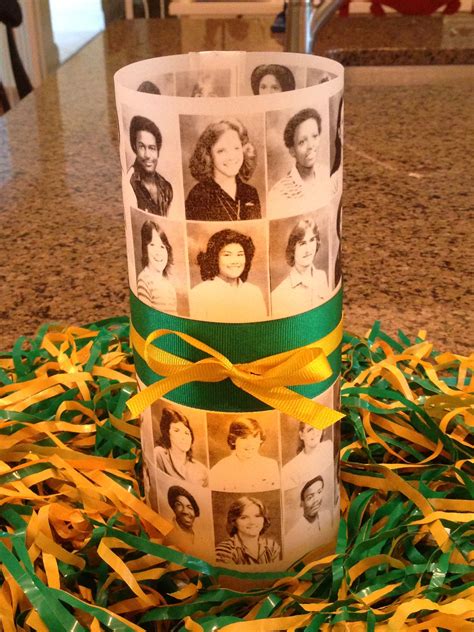 First Table Centerpiece For Class Reunion Done Using Photos From