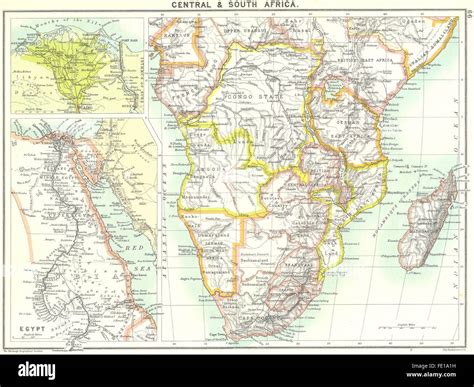South Africa Central And Cairo Egypt 1900 Antique Map Stock Photo Alamy