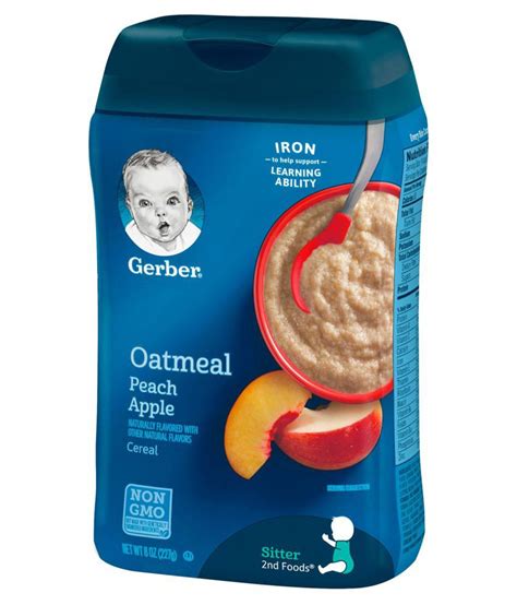 Gerber Oatmeal Peach Apple Infant Cereal For Under 6 Months 227 Gm